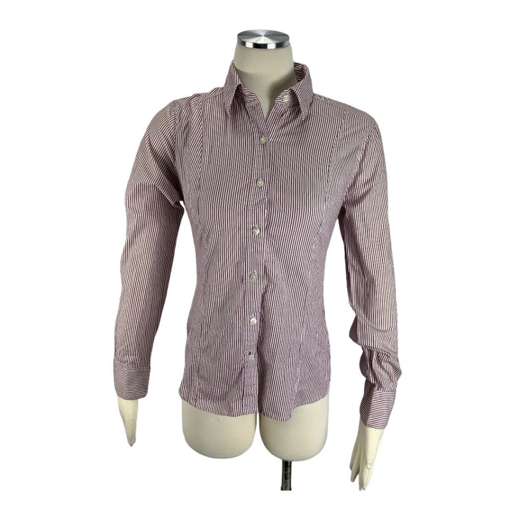 Metaphor Small Button Front Striped Blouse Stretch